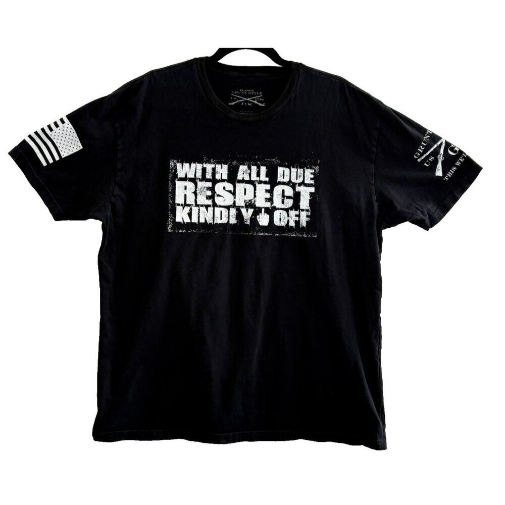 GRUNT STYLE Men Shirt Size XL Black‎ Tee Short Sleeve Due Respect Casual 24-5